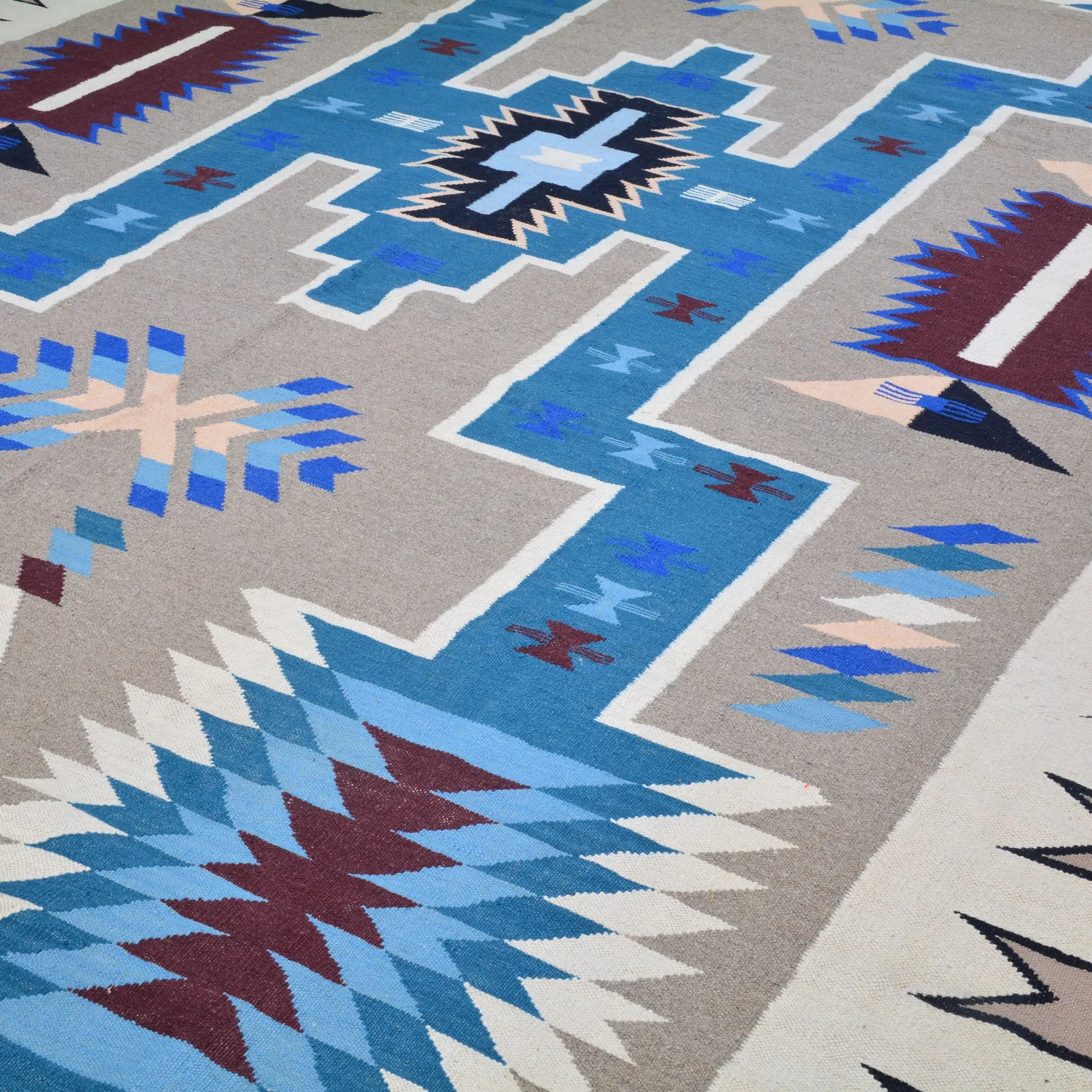 Hand-Woven Reversible Southwestern Design Handmade Wool Kilim (Size 10.0 X 13.10) Cwral-10299