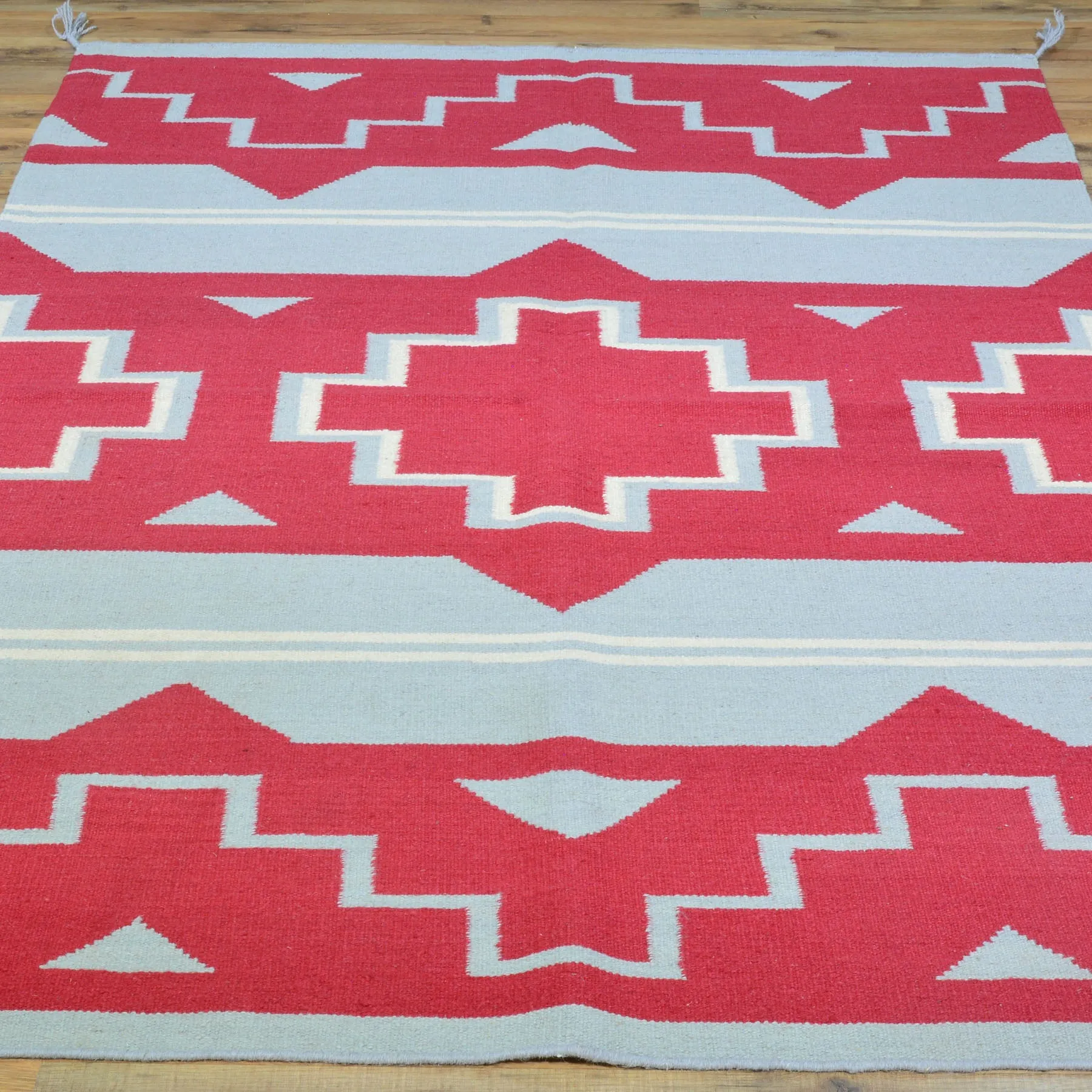 Hand-Woven Reversible Southwestern Design Handmade Wool Kilim (Size 4.2 X 5.11) Cwral-10356