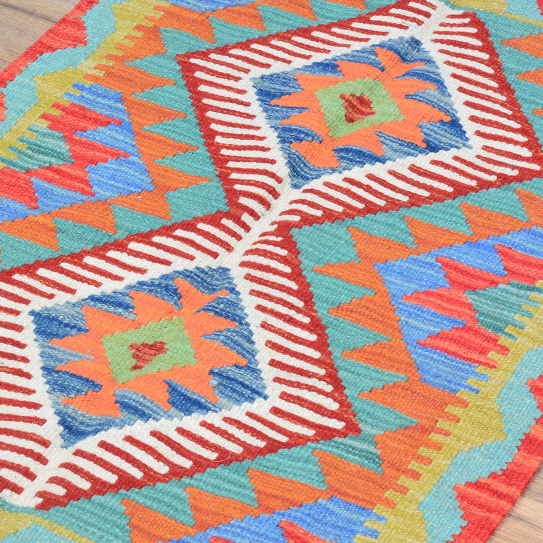 Hand-Woven Reversible Tribal Kilim Handmade Wool Rug (Size 2.0 X 2.10) Cwral-9303