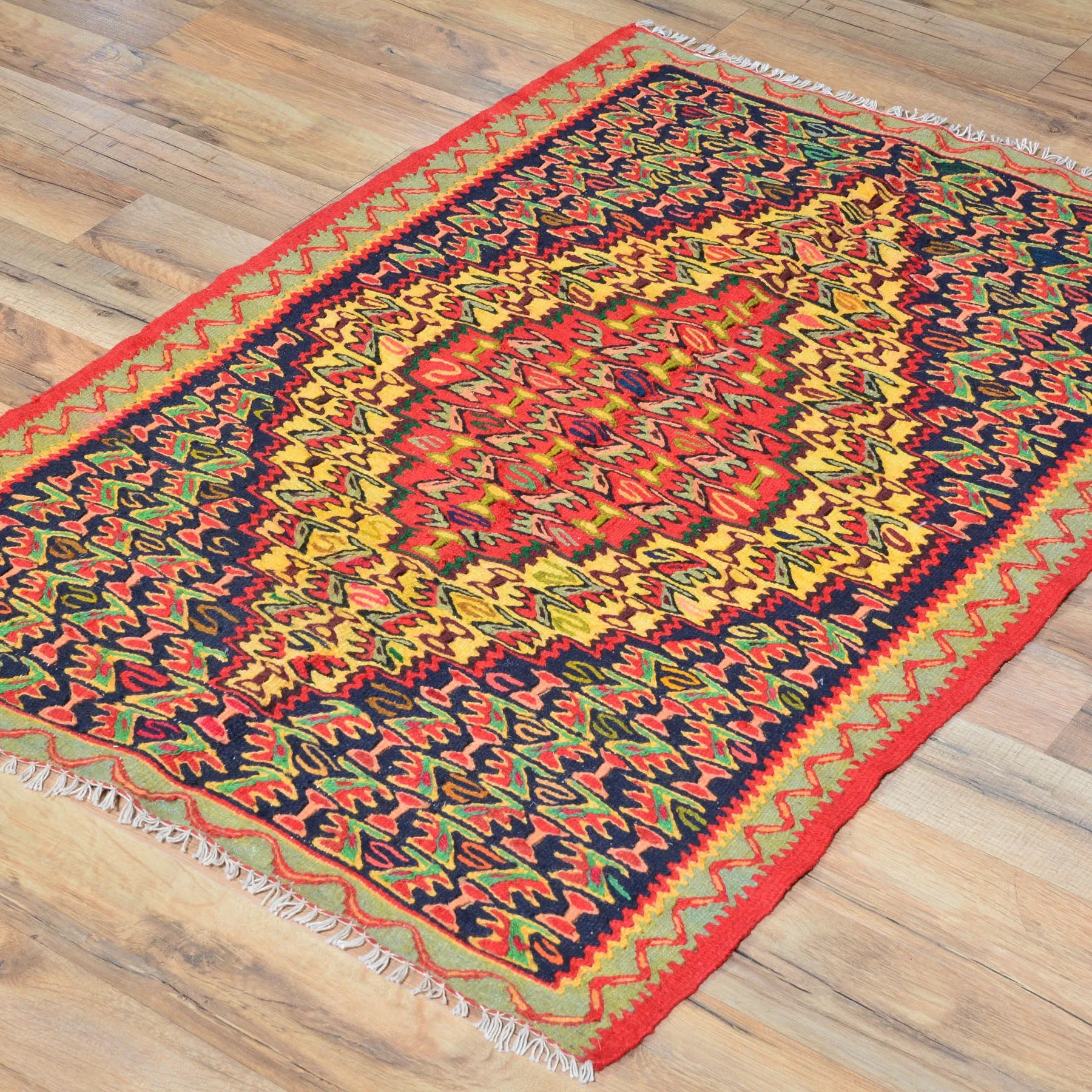Hand-Woven Senneh Kilim Tribal Design Handmade Wool Rug (Size 2.5 X 3.5) Brral-4998