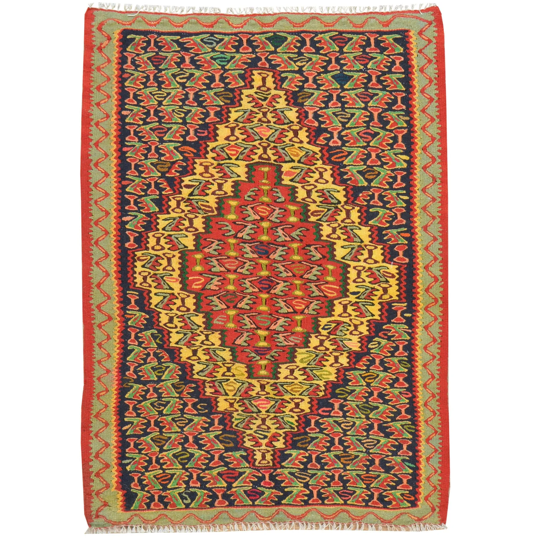 Hand-Woven Senneh Kilim Tribal Design Handmade Wool Rug (Size 2.5 X 3.5) Brral-4998