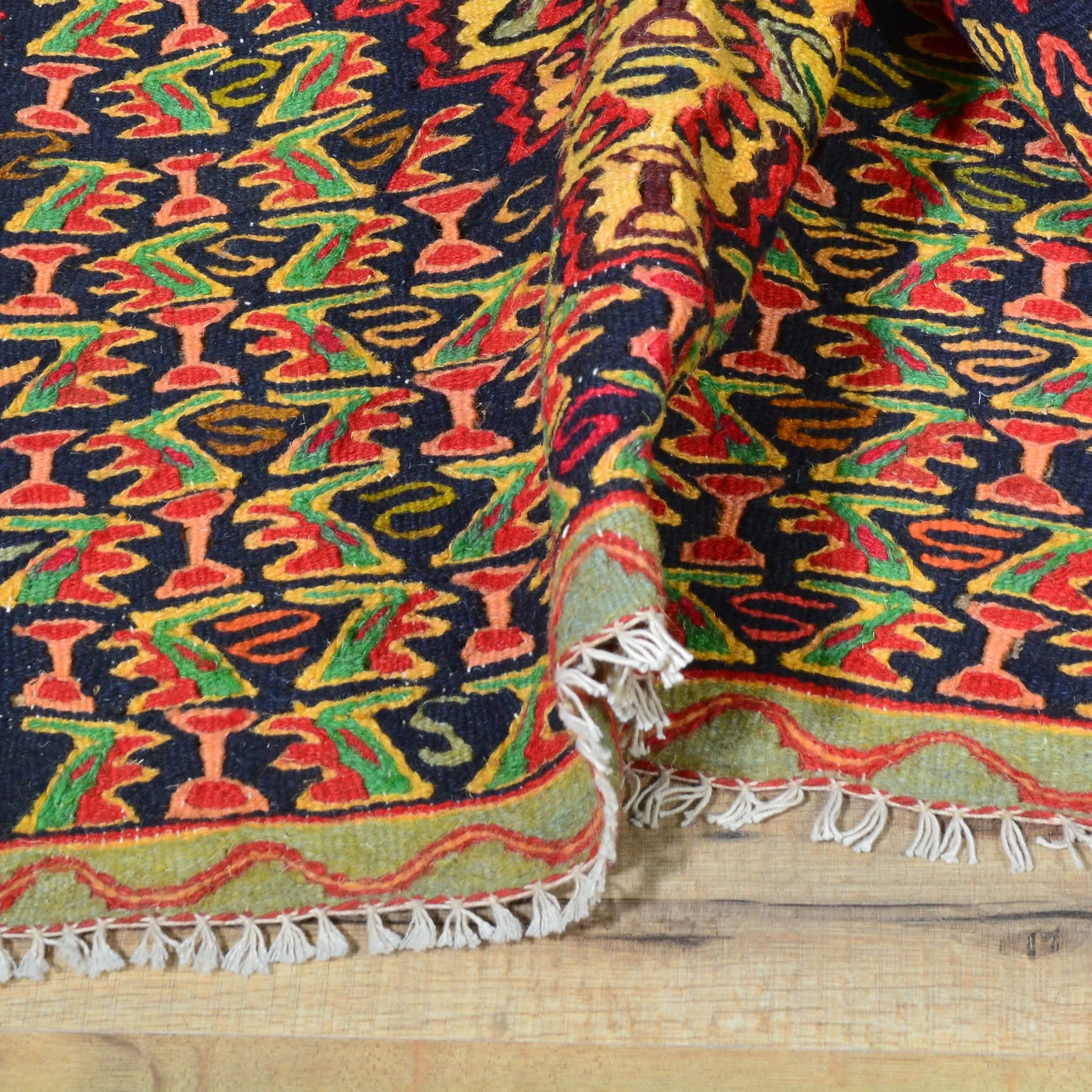 Hand-Woven Senneh Kilim Tribal Design Handmade Wool Rug (Size 2.5 X 3.5) Brral-4998