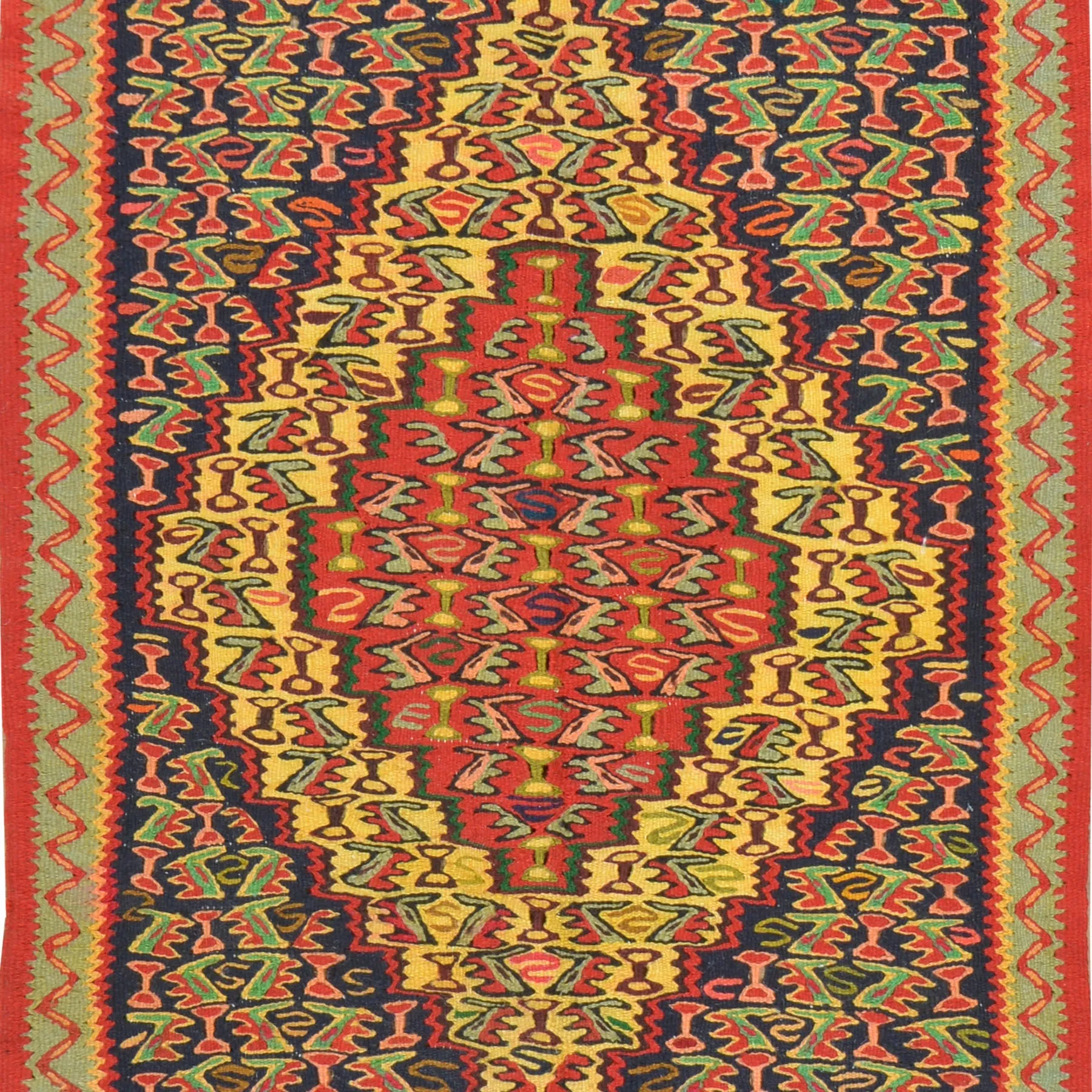 Hand-Woven Senneh Kilim Tribal Design Handmade Wool Rug (Size 2.5 X 3.5) Brral-4998