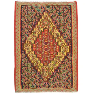 Hand-Woven Senneh Kilim Tribal Design Handmade Wool Rug (Size 2.5 X 3.5) Brral-4998