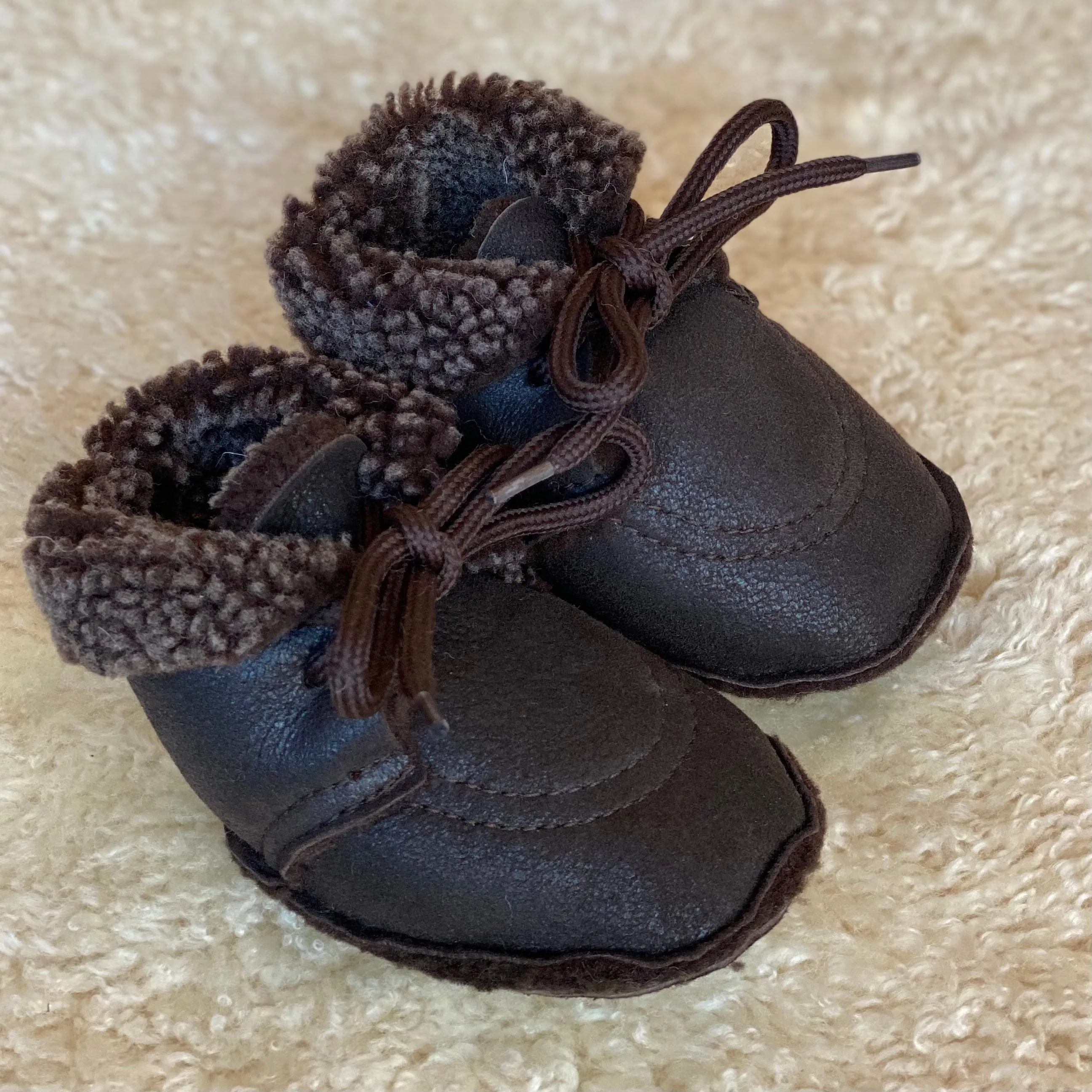 Handmade Genuine Sheepskin Baby Booties - Pram Shoes