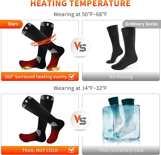 Heated Socks for Men Women, 5000mAh APP Control Battery Heated Socks Rechargeable Washable, Electric Socks Foot Warmer for Hiking Biking Camping Skiing Hunting Outdoor Work, Heating Socks
