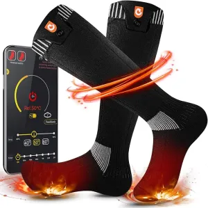 Heated Socks for Men Women, 5000mAh APP Control Battery Heated Socks Rechargeable Washable, Electric Socks Foot Warmer for Hiking Biking Camping Skiing Hunting Outdoor Work, Heating Socks