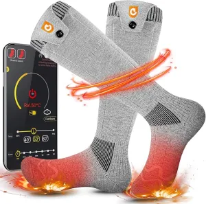 Heated Socks for Men Women, 5000mAh APP Control Battery Heated Socks Rechargeable Washable, Electric Socks Foot Warmer for Hiking Biking Camping Skiing Hunting Outdoor Work, Heating Socks