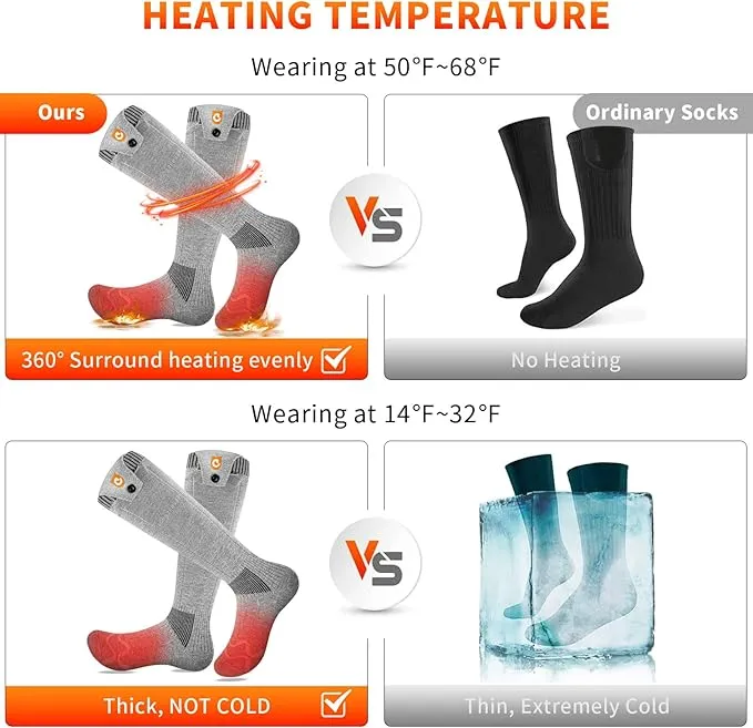 Heated Socks for Men Women, 5000mAh APP Control Battery Heated Socks Rechargeable Washable, Electric Socks Foot Warmer for Hiking Biking Camping Skiing Hunting Outdoor Work, Heating Socks