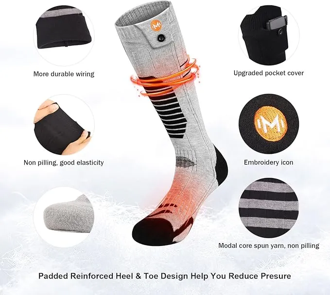 Heated Socks for Men Women, MewaMaA APP Control Battery Heated Socks Rechargeable Washable, Electric Socks Foot Warmer for Hiking Biking Camping Skiing Hunting Outdoor Work, Heating Socks Warm Socks