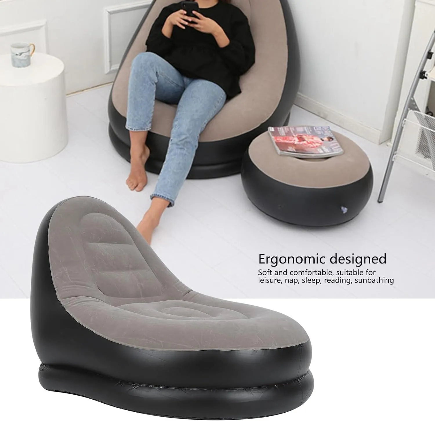 Inflatable Sofa Chair with Footstool – Ultimate Comfort for Home & Outdoors