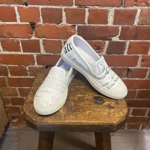 JOHN GALLIANO Newsprint leather sneakers 38