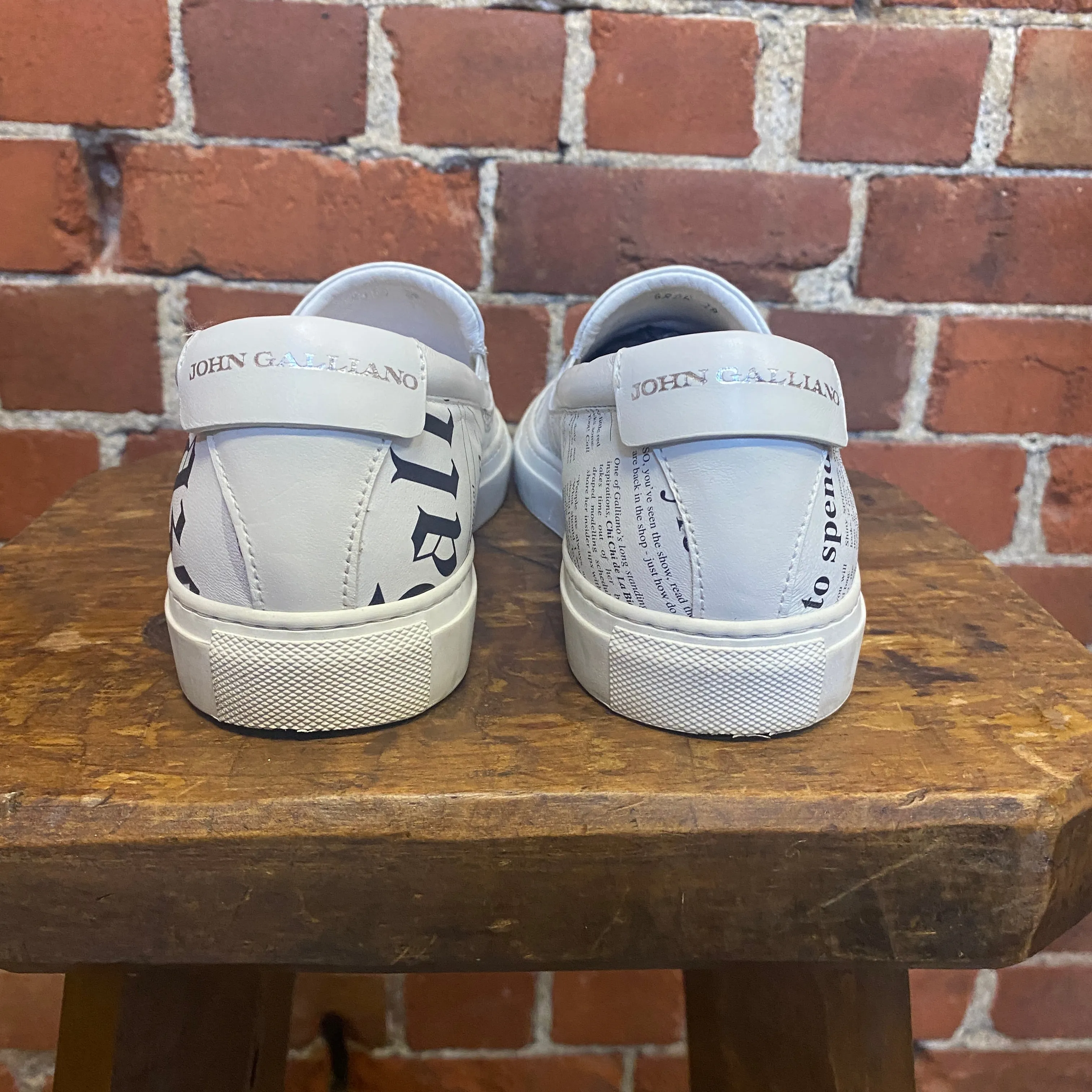 JOHN GALLIANO Newsprint leather sneakers 38