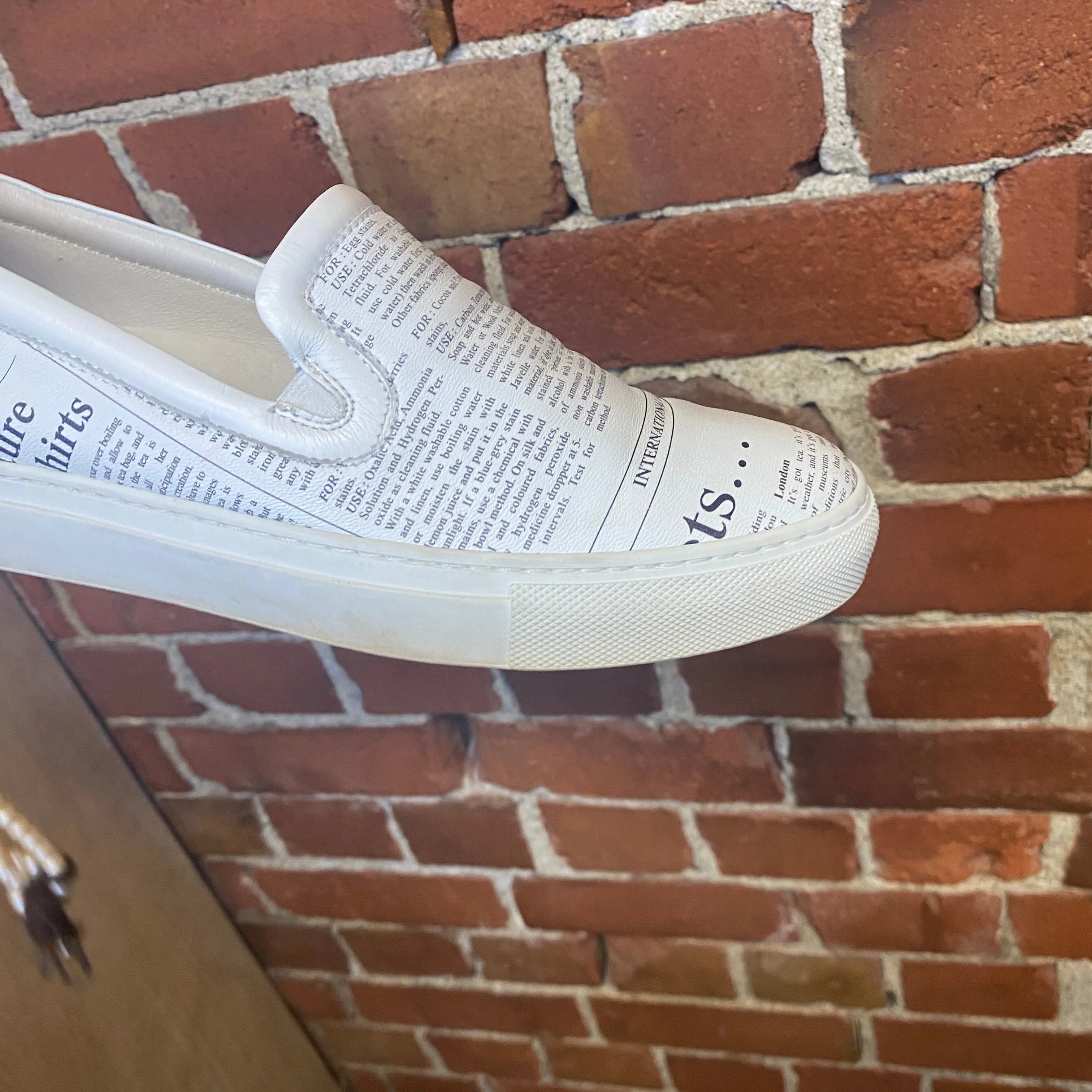 JOHN GALLIANO Newsprint leather sneakers 38