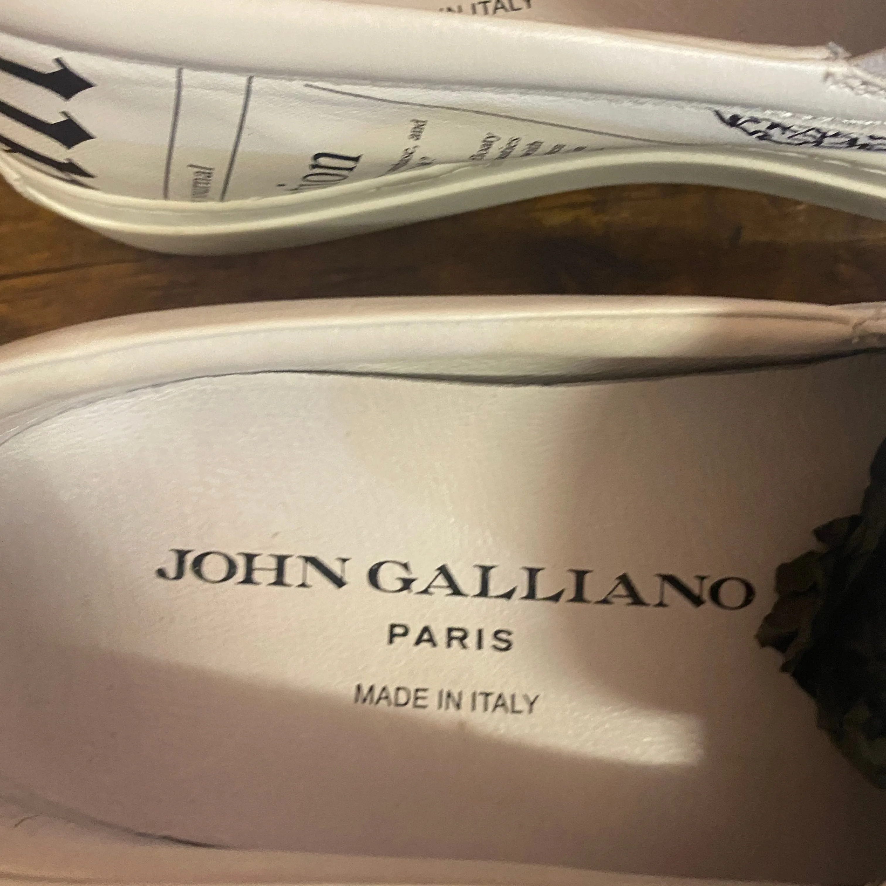 JOHN GALLIANO Newsprint leather sneakers 38
