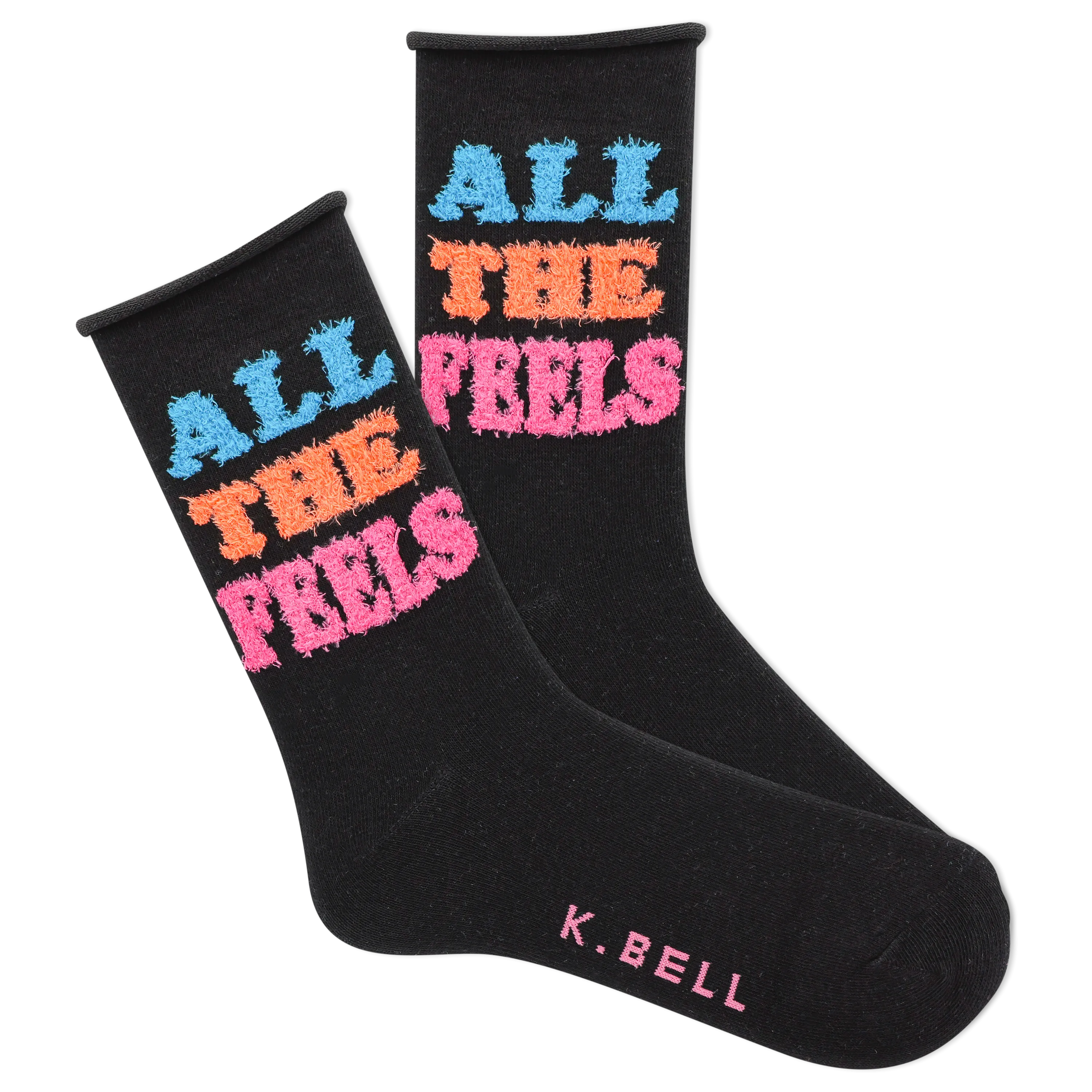 K.Bell Women's Fuzzy All The Feels Roll Top Crew Sock