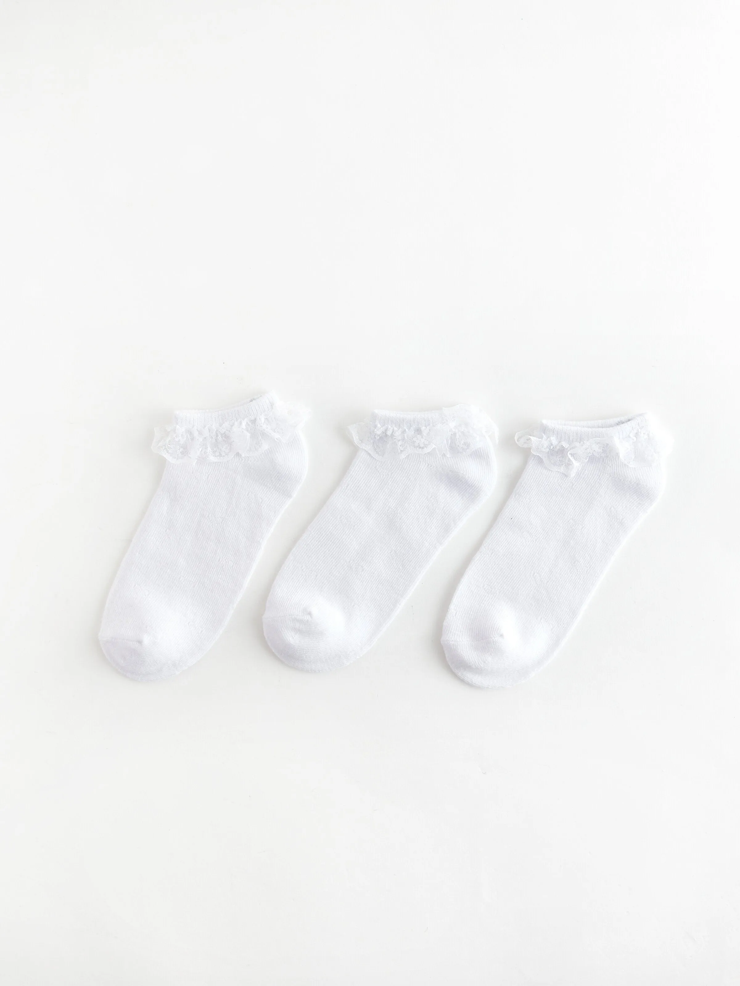 Lace Detailed Girls Booties Socks 3-Piece