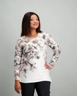Ladies Floral Top - White