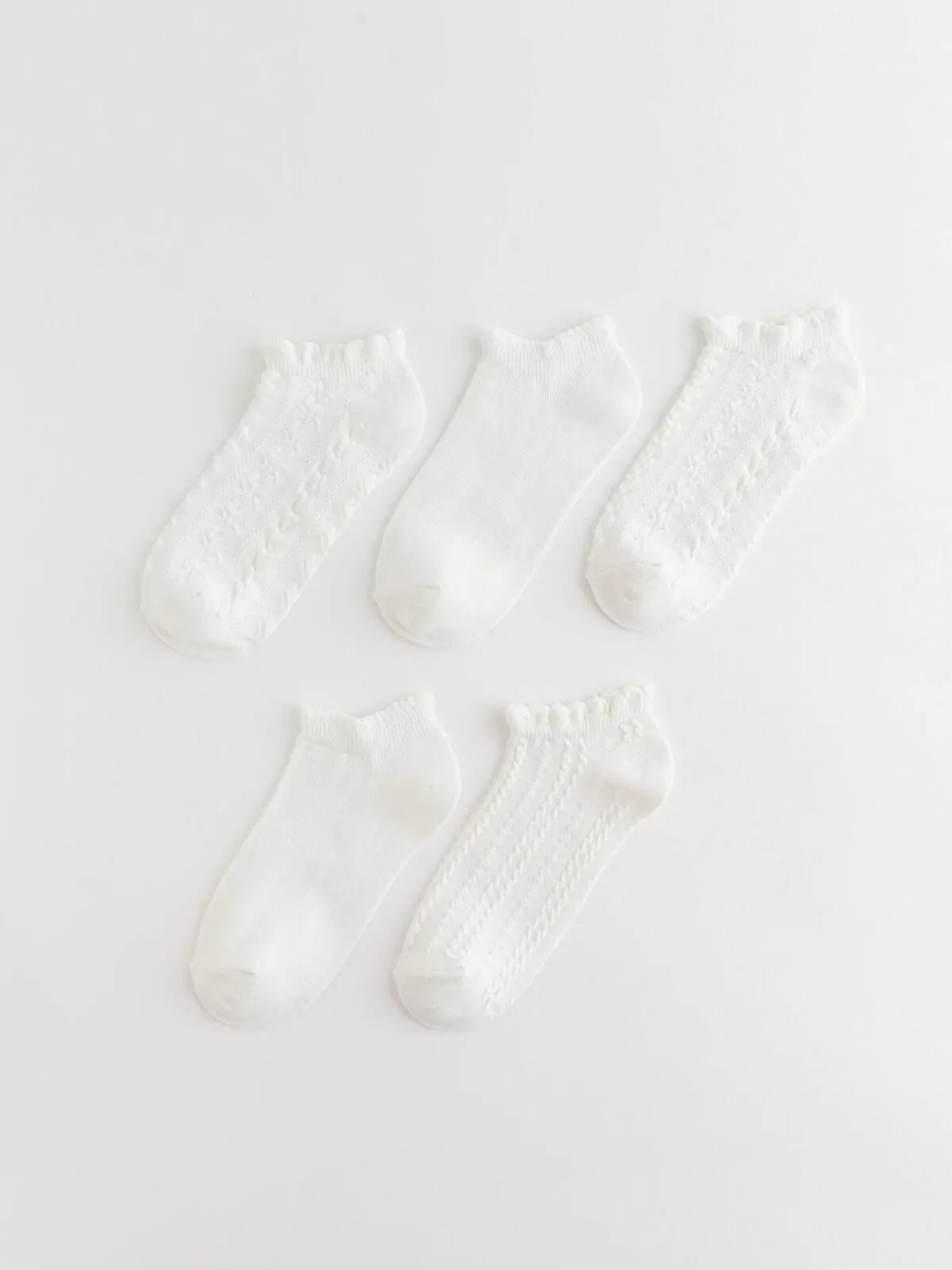 LCW Kids Self Patterned Girls Booties Socks 5 Pack