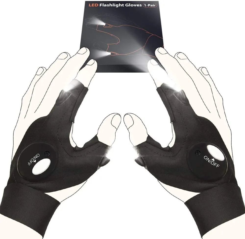 LED Flashlight Gloves Men's Stretchy Comfortable LED Gloves