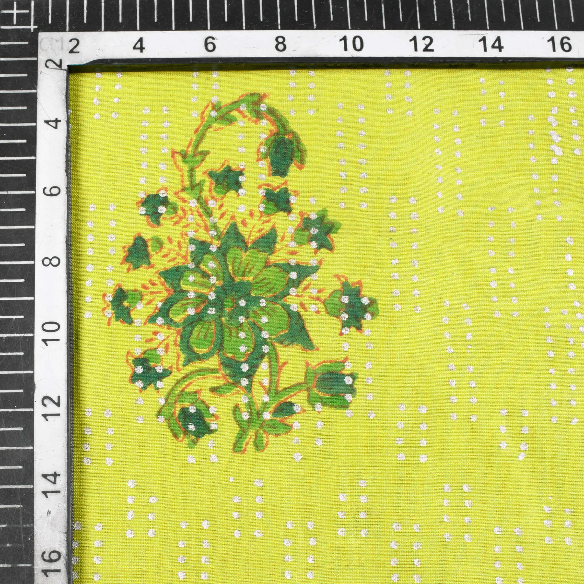 Light parrot Green Floral Pattern Handblock Pure Banarasi Chanderi Fabric