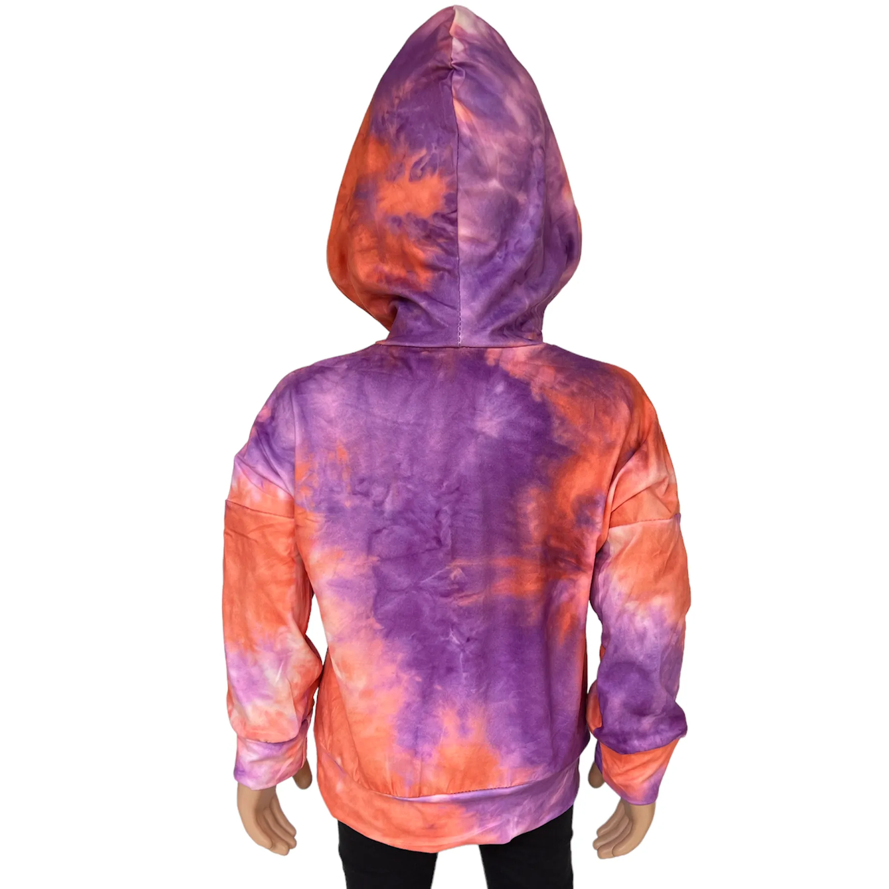 Little Big Girls Boutique Orange Purple Pink Tie Dye Hoodie Sweatshirt Top