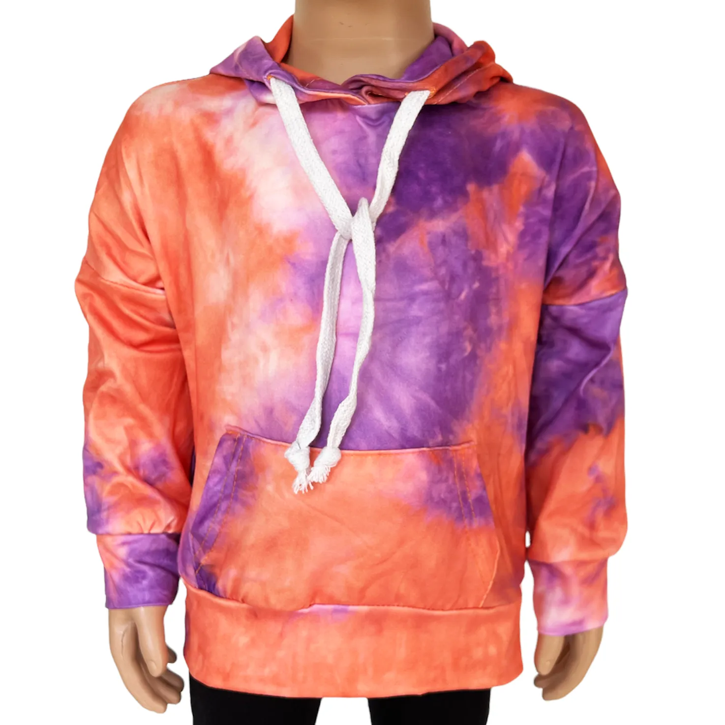Little Big Girls Boutique Orange Purple Pink Tie Dye Hoodie Sweatshirt Top