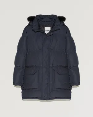 Long Hooded down jacket with fox fur