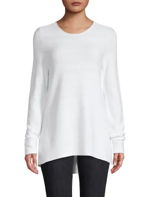 Lord & Taylor Cozy Cotton Blend Ribbed Cotton-Blend Sweater, White, Sz M! Retails $70 