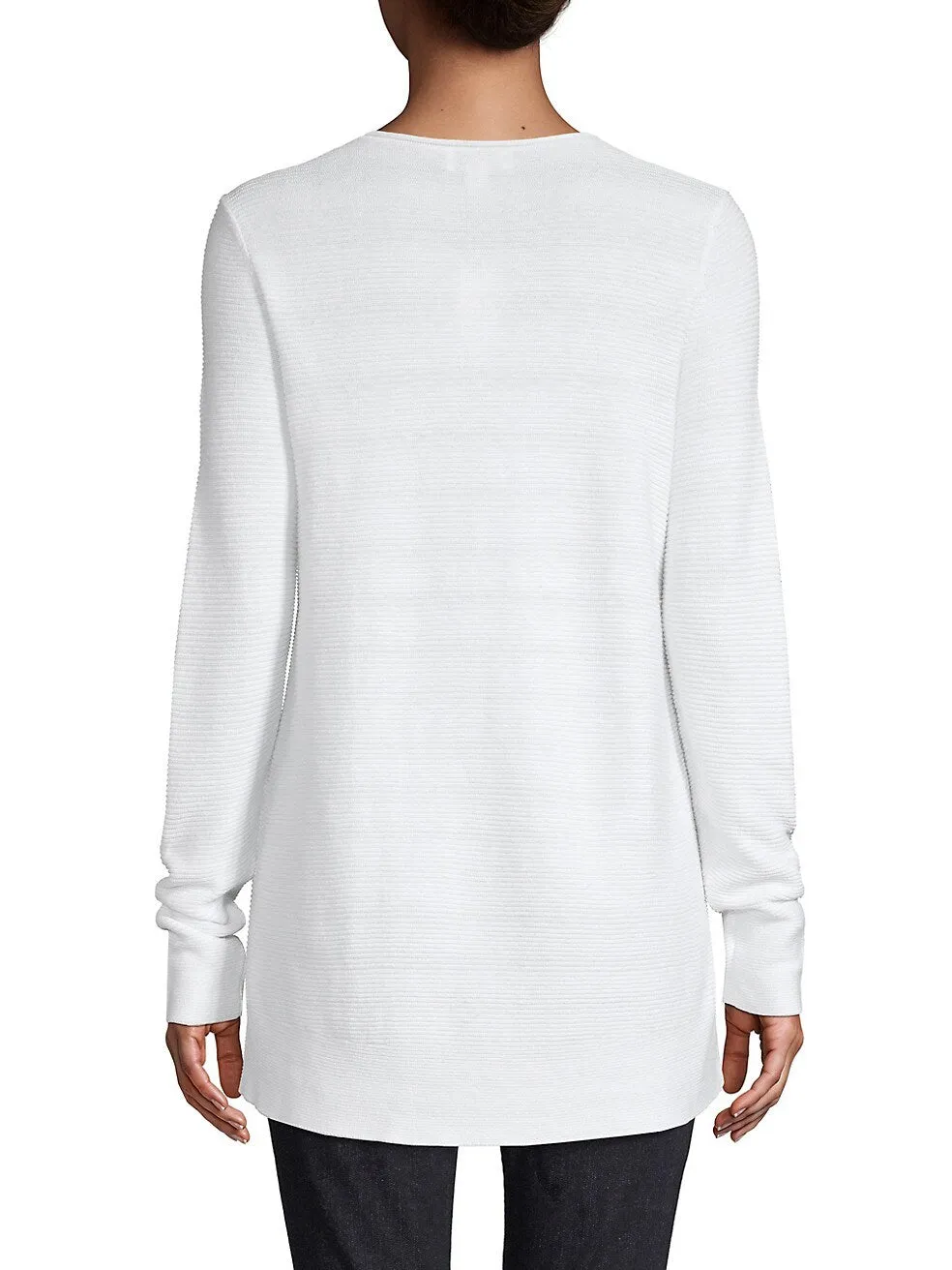 Lord & Taylor Cozy Cotton Blend Ribbed Cotton-Blend Sweater, White, Sz M! Retails $70 