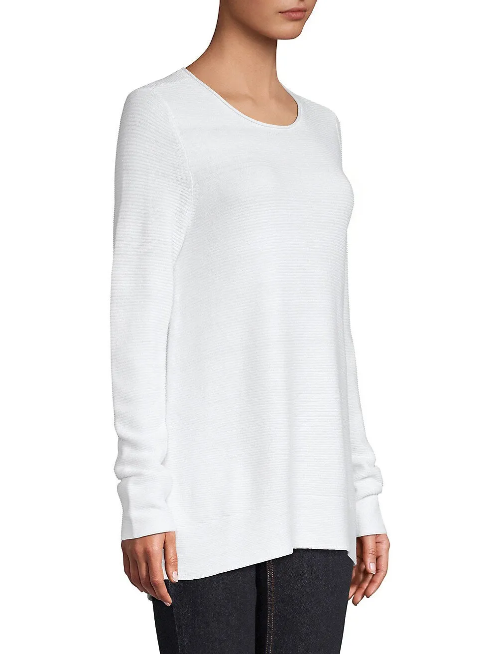 Lord & Taylor Cozy Cotton Blend Ribbed Cotton-Blend Sweater, White, Sz M! Retails $70 