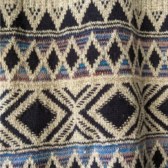 Lucky Brand aztec diamond pattern cotton blend open front long sleeve cardigan