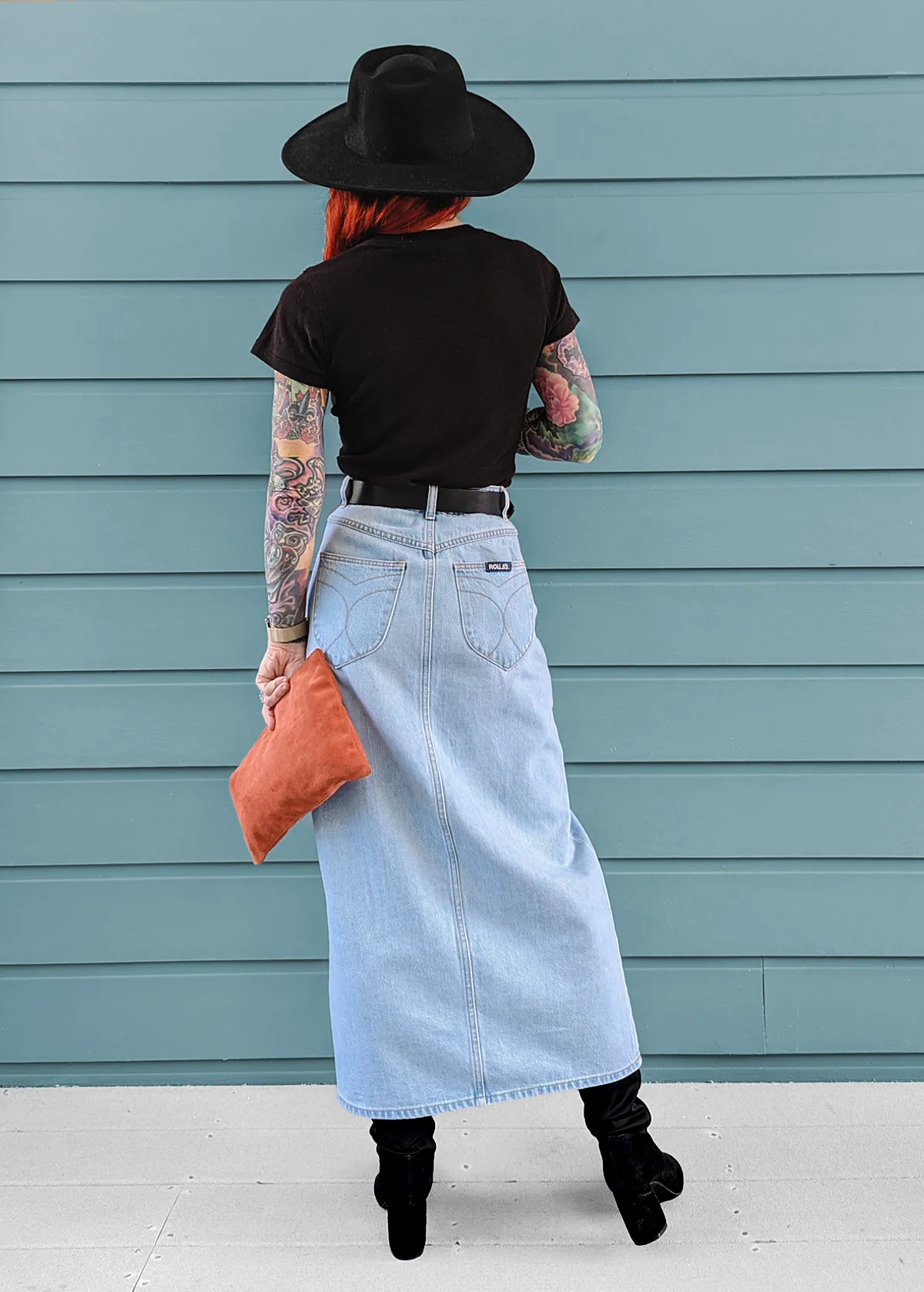 Luna Blue Denim Midi-Maxi Sailor Skirt