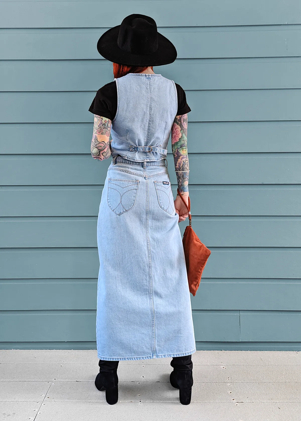 Luna Blue Denim Midi-Maxi Sailor Skirt