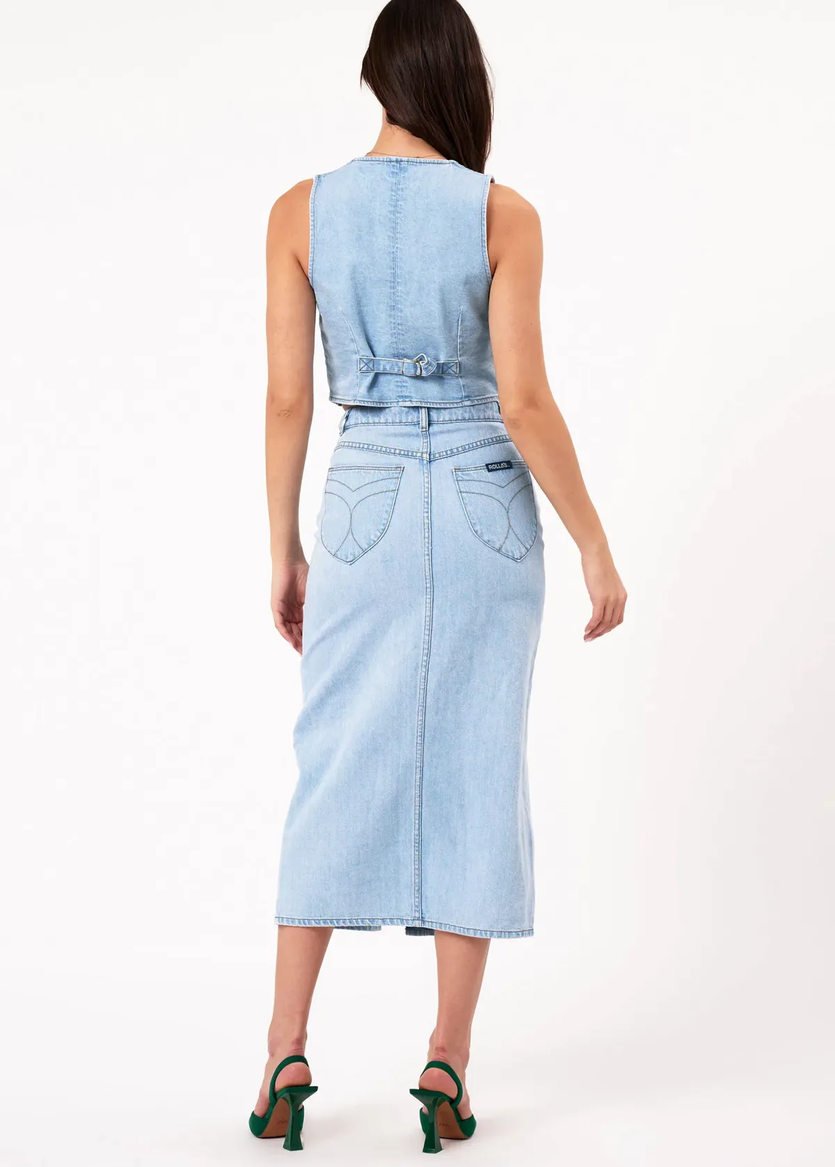 Luna Blue Denim Midi-Maxi Sailor Skirt