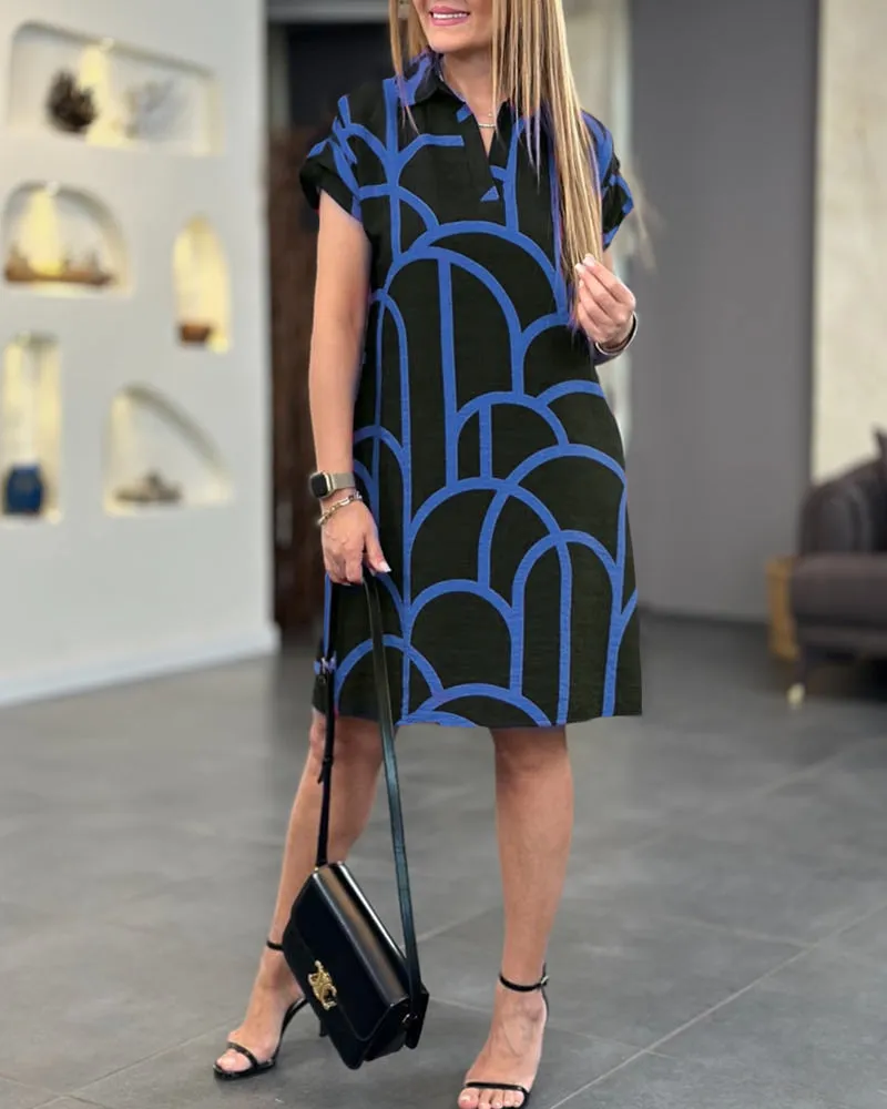Lydia | Geometric Print Polo Dress