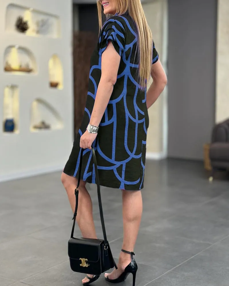 Lydia | Geometric Print Polo Dress