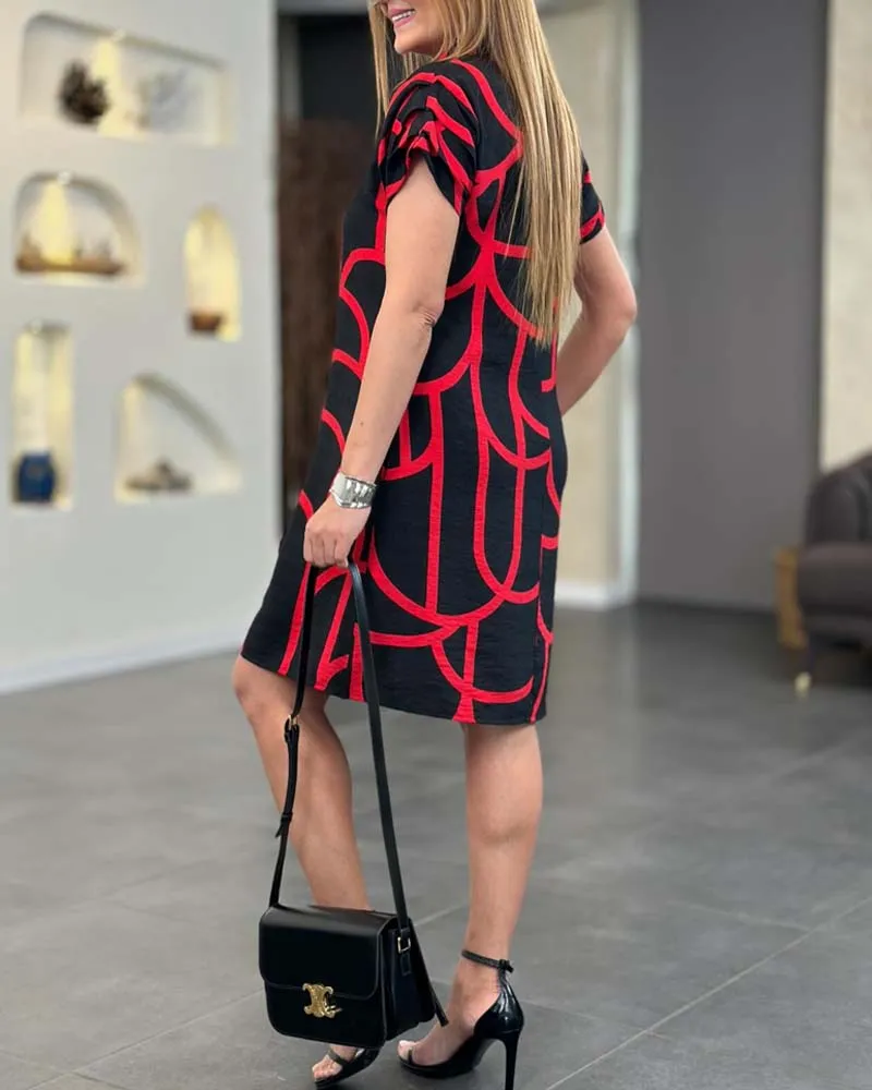 Lydia | Geometric Print Polo Dress