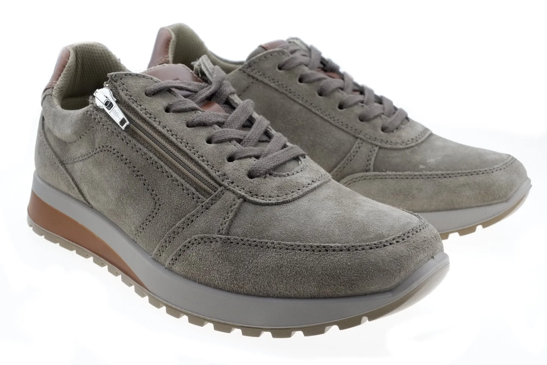 'Matteo' men's wide fit (H) lace-zip sneaker - Grey