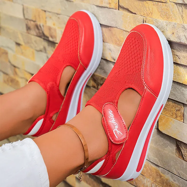 Modern Adjustable Knitted Sneakers with Rubber Sole for Women