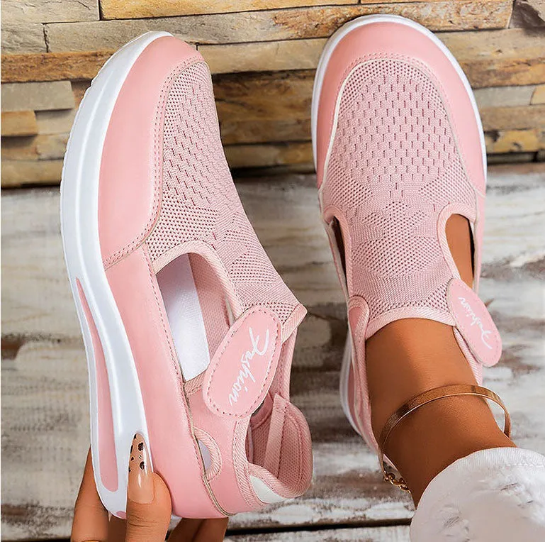 Modern Adjustable Knitted Sneakers with Rubber Sole for Women