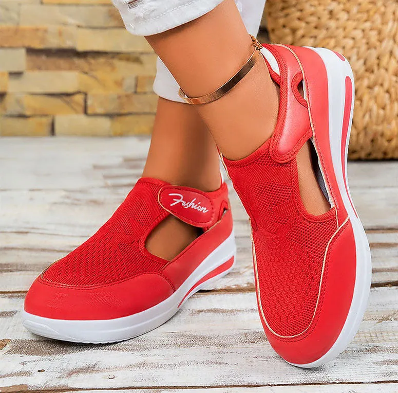 Modern Adjustable Knitted Sneakers with Rubber Sole for Women