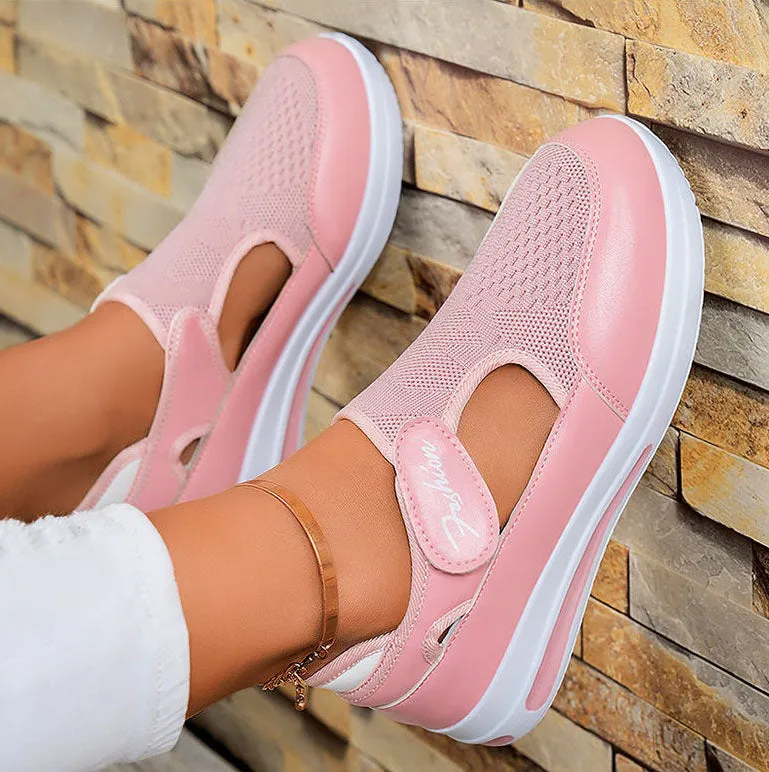 Modern Adjustable Knitted Sneakers with Rubber Sole for Women