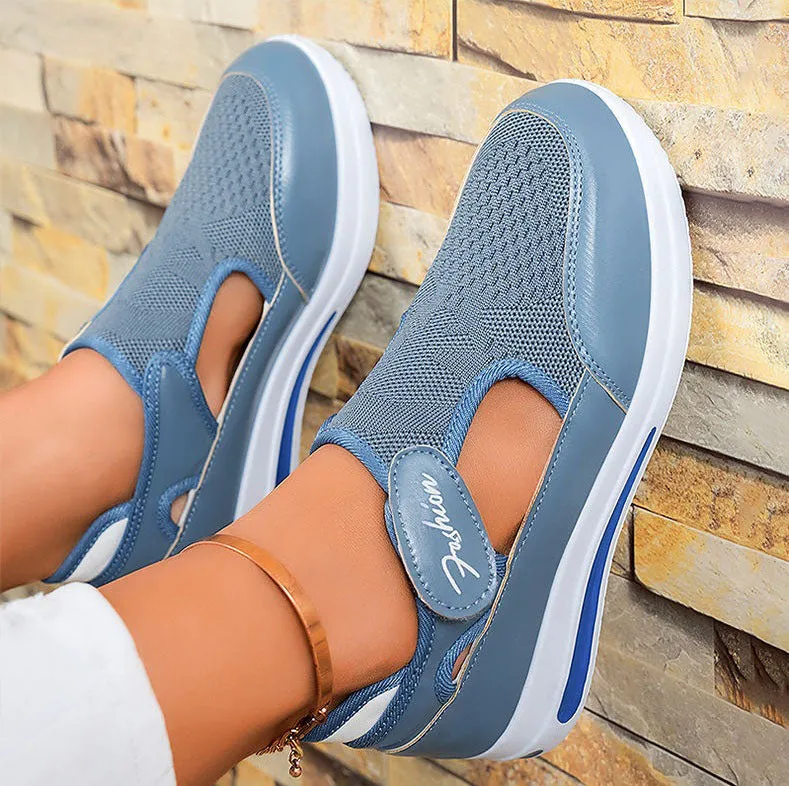 Modern Adjustable Knitted Sneakers with Rubber Sole for Women