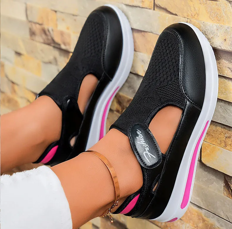 Modern Adjustable Knitted Sneakers with Rubber Sole for Women