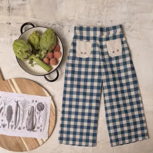 Navy Gingham Flared Trousers by Birinit Petit *LAST PIECE 10 years*