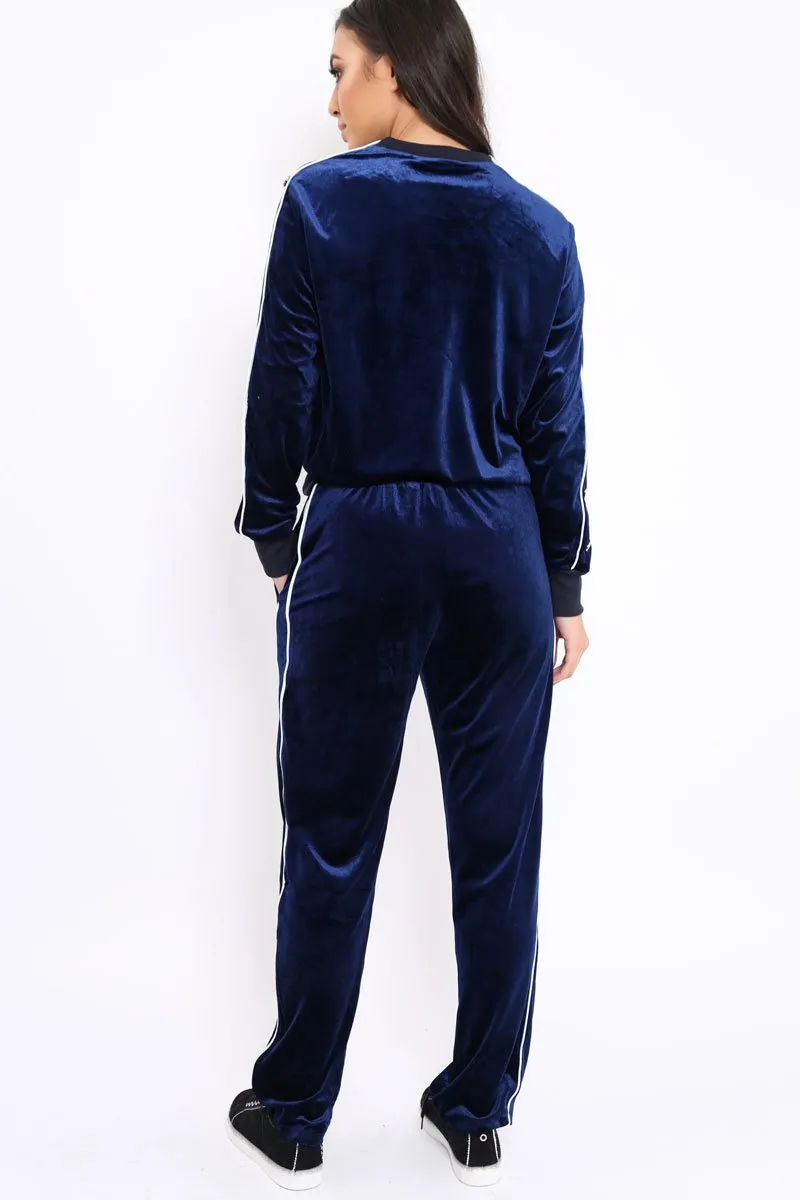 Navy Velvet Striped Set - Becka