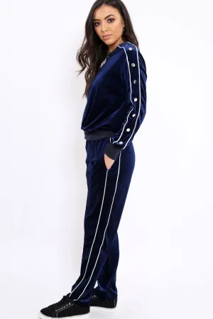 Navy Velvet Striped Set - Becka