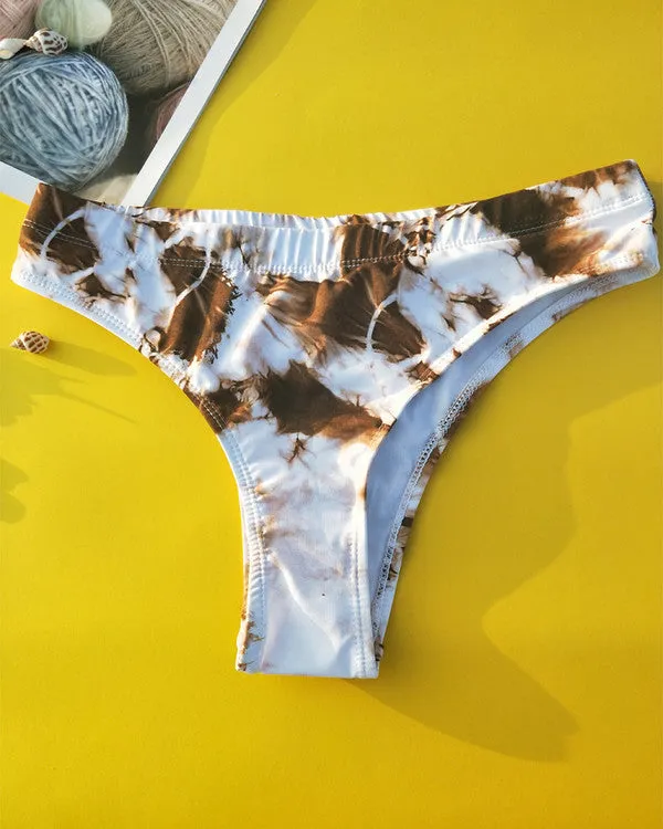 New High Neck Cut Out High Waisted Tie Dyed Bikini Sets