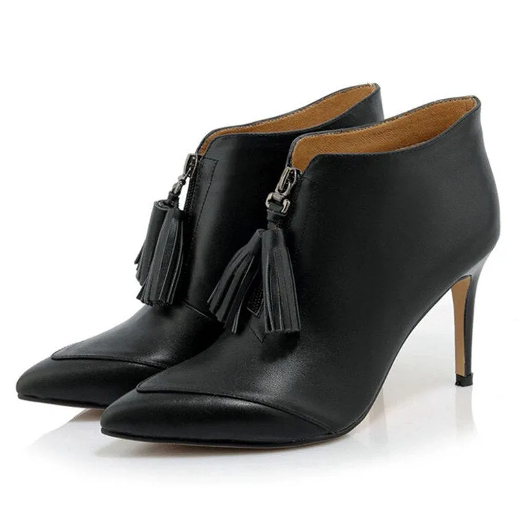 Newest Autumn Winter Tassels Party Wedding Prom Pumps Ladies High Heels Pointed Toe Basic Boots